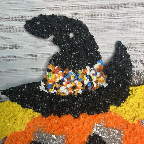 Vintage Halloween Melted Plastic Popcorn Confetti Pumpkin Jack O Lantern - Picture 2 of 8